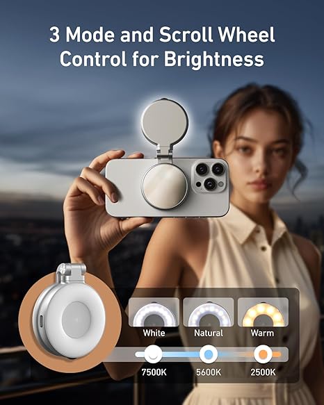TELESIN LED Magnetic Selfie Light – Adjustable Brightness for Phone Cameras