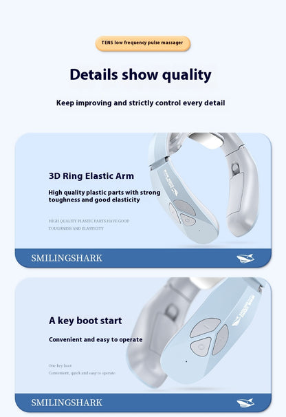 Electric Neck Massager EMS Pulse Rechargeable USB Cervical Traction Therapy Massage Stimulator Pain Relief Heating Function