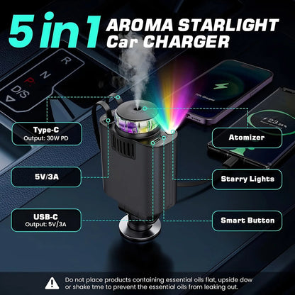 5-in-1 Starlight Car Charger and diffuser
