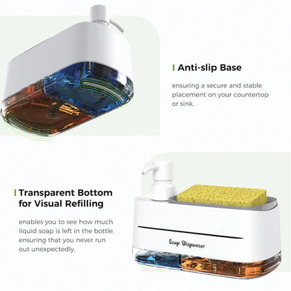 🧴 Stainless Steel Kitchen Soap Dispenser – Refillable Countertop Pump for Dish or Hand Soap